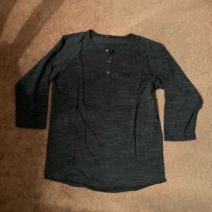 National Standards Vintage 3/4 Sleeve Charcoal Heather Grey Baseball Henley